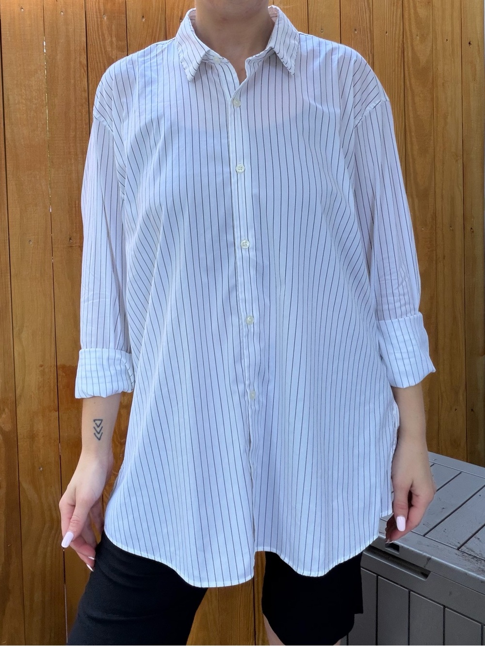 Abercrombie & Fitch Pinstripe Oversized Button Up Shirt NWT